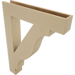 Ekena Millwork - BKTUR055X32X44FST05RCPR - Timberthane Faux Wood Funston Style Bracket, Block Ends, 5 1/2"W x 32"D x 44"H, Primed Tan