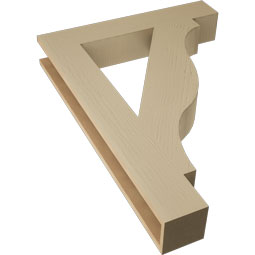 Ekena Millwork - BKTUR055X32X44FST05RCPR - Timberthane Faux Wood Funston Style Bracket, Block Ends, 5 1/2"W x 32"D x 44"H, Primed Tan