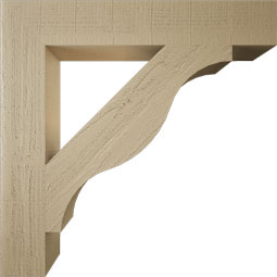Ekena Millwork - BKTUR055X34X34FST05RCPR - Timberthane Faux Wood Funston Style Bracket, Block Ends, 5 1/2"W x 34"D x 34"H, Primed Tan