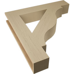 Ekena Millwork - BKTUR055X34X34FST05RCPR - Timberthane Faux Wood Funston Style Bracket, Block Ends, 5 1/2"W x 34"D x 34"H, Primed Tan