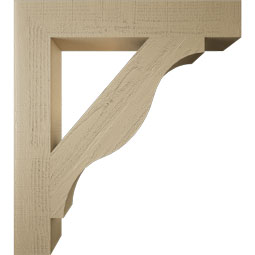 Ekena Millwork - BKTUR055X34X38FST05RCPR - Timberthane Faux Wood Funston Style Bracket, Block Ends, 5 1/2"W x 34"D x 38"H, Primed Tan