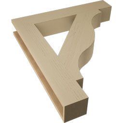 Ekena Millwork - BKTUR055X34X38FST05RCPR - Timberthane Faux Wood Funston Style Bracket, Block Ends, 5 1/2"W x 34"D x 38"H, Primed Tan