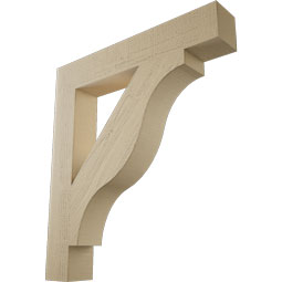 Ekena Millwork - BKTUR055X34X38FST05RCPR - Timberthane Faux Wood Funston Style Bracket, Block Ends, 5 1/2"W x 34"D x 38"H, Primed Tan
