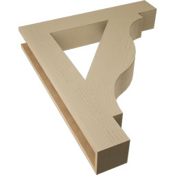 Ekena Millwork - BKTUR055X34X40FST05RCPR - Timberthane Faux Wood Funston Style Bracket, Block Ends, 5 1/2"W x 34"D x 40"H, Primed Tan
