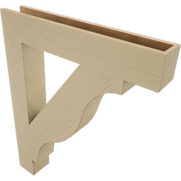 Ekena Millwork - BKTUR055X34X42FST05RCPR - Timberthane Faux Wood Funston Style Bracket, Block Ends, 5 1/2"W x 34"D x 42"H, Primed Tan
