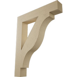 Ekena Millwork - BKTUR055X34X42FST05RCPR - Timberthane Faux Wood Funston Style Bracket, Block Ends, 5 1/2"W x 34"D x 42"H, Primed Tan