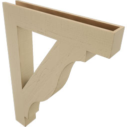 Ekena Millwork - BKTUR055X34X46FST05RCPR - Timberthane Faux Wood Funston Style Bracket, Block Ends, 5 1/2"W x 34"D x 46"H, Primed Tan