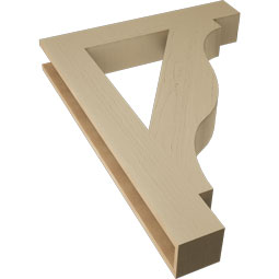 Ekena Millwork - BKTUR055X34X46FST05RCPR - Timberthane Faux Wood Funston Style Bracket, Block Ends, 5 1/2"W x 34"D x 46"H, Primed Tan