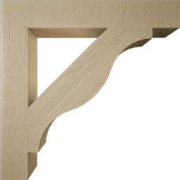 Ekena Millwork - BKTUR055X36X36FST05RCPR - Timberthane Faux Wood Funston Style Bracket, Block Ends, 5 1/2"W x 36"D x 36"H, Primed Tan