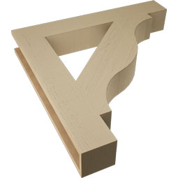 Ekena Millwork - BKTUR055X36X36FST05RCPR - Timberthane Faux Wood Funston Style Bracket, Block Ends, 5 1/2"W x 36"D x 36"H, Primed Tan