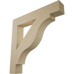 Ekena Millwork - BKTUR055X36X36FST05RCPR - Timberthane Faux Wood Funston Style Bracket, Block Ends, 5 1/2"W x 36"D x 36"H, Primed Tan