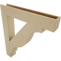 Ekena Millwork - BKTUR055X36X42FST05RCPR - Timberthane Faux Wood Funston Style Bracket, Block Ends, 5 1/2"W x 36"D x 42"H, Primed Tan