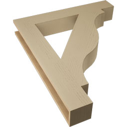 Ekena Millwork - BKTUR055X36X42FST05RCPR - Timberthane Faux Wood Funston Style Bracket, Block Ends, 5 1/2"W x 36"D x 42"H, Primed Tan