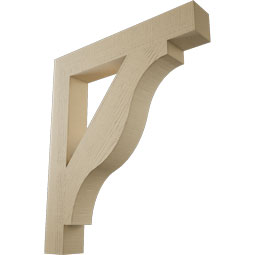 Ekena Millwork - BKTUR055X36X42FST05RCPR - Timberthane Faux Wood Funston Style Bracket, Block Ends, 5 1/2"W x 36"D x 42"H, Primed Tan