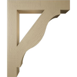 Ekena Millwork - BKTUR055X36X44FST05RCPR - Timberthane Faux Wood Funston Style Bracket, Block Ends, 5 1/2"W x 36"D x 44"H, Primed Tan