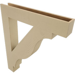 Ekena Millwork - BKTUR055X36X44FST05RCPR - Timberthane Faux Wood Funston Style Bracket, Block Ends, 5 1/2"W x 36"D x 44"H, Primed Tan