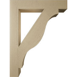 Ekena Millwork - BKTUR055X36X48FST05RCPR - Timberthane Faux Wood Funston Style Bracket, Block Ends, 5 1/2"W x 36"D x 48"H, Primed Tan