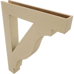 Ekena Millwork - BKTUR055X36X48FST05RCPR - Timberthane Faux Wood Funston Style Bracket, Block Ends, 5 1/2"W x 36"D x 48"H, Primed Tan