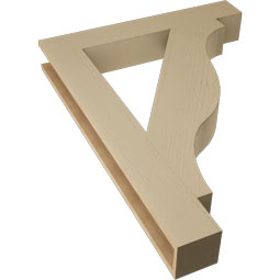 Ekena Millwork - BKTUR055X36X48FST05RCPR - Timberthane Faux Wood Funston Style Bracket, Block Ends, 5 1/2"W x 36"D x 48"H, Primed Tan