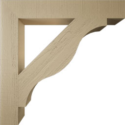 Ekena Millwork - BKTUR055X38X38FST05RCPR - Timberthane Faux Wood Funston Style Bracket, Block Ends, 5 1/2"W x 38"D x 38"H, Primed Tan