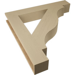 Ekena Millwork - BKTUR055X38X38FST05RCPR - Timberthane Faux Wood Funston Style Bracket, Block Ends, 5 1/2"W x 38"D x 38"H, Primed Tan