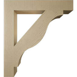 Ekena Millwork - BKTUR055X38X42FST05RCPR - Timberthane Faux Wood Funston Style Bracket, Block Ends, 5 1/2"W x 38"D x 42"H, Primed Tan