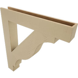 Ekena Millwork - BKTUR055X38X42FST05RCPR - Timberthane Faux Wood Funston Style Bracket, Block Ends, 5 1/2"W x 38"D x 42"H, Primed Tan