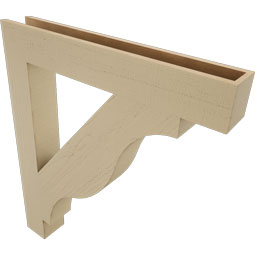 Ekena Millwork - BKTUR055X38X44FST05RCPR - Timberthane Faux Wood Funston Style Bracket, Block Ends, 5 1/2"W x 38"D x 44"H, Primed Tan