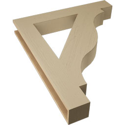 Ekena Millwork - BKTUR055X38X44FST05RCPR - Timberthane Faux Wood Funston Style Bracket, Block Ends, 5 1/2"W x 38"D x 44"H, Primed Tan