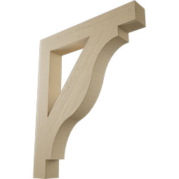 Ekena Millwork - BKTUR055X38X46FST05RCPR - Timberthane Faux Wood Funston Style Bracket, Block Ends, 5 1/2"W x 38"D x 46"H, Primed Tan