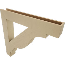 Ekena Millwork - BKTUR055X40X40FST05RCPR - Timberthane Faux Wood Funston Style Bracket, Block Ends, 5 1/2"W x 40"D x 40"H, Primed Tan