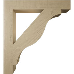 Ekena Millwork - BKTUR055X40X44FST05RCPR - Timberthane Faux Wood Funston Style Bracket, Block Ends, 5 1/2"W x 40"D x 44"H, Primed Tan