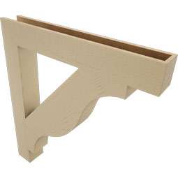 Ekena Millwork - BKTUR055X40X44FST05RCPR - Timberthane Faux Wood Funston Style Bracket, Block Ends, 5 1/2"W x 40"D x 44"H, Primed Tan