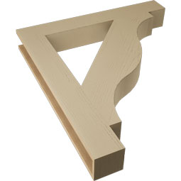 Ekena Millwork - BKTUR055X40X44FST05RCPR - Timberthane Faux Wood Funston Style Bracket, Block Ends, 5 1/2"W x 40"D x 44"H, Primed Tan