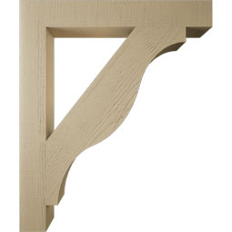 Ekena Millwork - BKTUR055X40X48FST05RCPR - Timberthane Faux Wood Funston Style Bracket, Block Ends, 5 1/2"W x 40"D x 48"H, Primed Tan