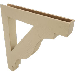 Ekena Millwork - BKTUR055X40X48FST05RCPR - Timberthane Faux Wood Funston Style Bracket, Block Ends, 5 1/2"W x 40"D x 48"H, Primed Tan