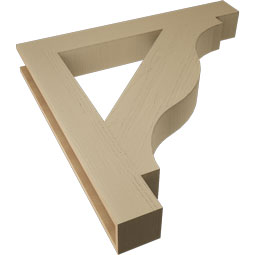 Ekena Millwork - BKTUR055X42X42FST05RCPR - Timberthane Faux Wood Funston Style Bracket, Block Ends, 5 1/2"W x 42"D x 42"H, Primed Tan
