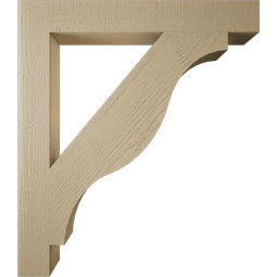 Ekena Millwork - BKTUR055X42X48FST05RCPR - Timberthane Faux Wood Funston Style Bracket, Block Ends, 5 1/2"W x 42"D x 48"H, Primed Tan