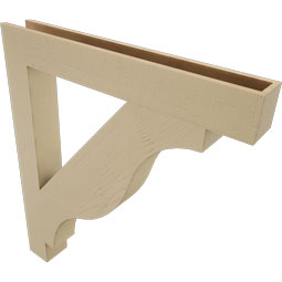 Ekena Millwork - BKTUR055X42X48FST05RCPR - Timberthane Faux Wood Funston Style Bracket, Block Ends, 5 1/2"W x 42"D x 48"H, Primed Tan