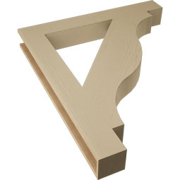 Ekena Millwork - BKTUR055X42X48FST05RCPR - Timberthane Faux Wood Funston Style Bracket, Block Ends, 5 1/2"W x 42"D x 48"H, Primed Tan