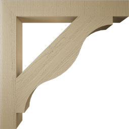 Ekena Millwork - BKTUR055X44X44FST05RCPR - Timberthane Faux Wood Funston Style Bracket, Block Ends, 5 1/2"W x 44"D x 44"H, Primed Tan