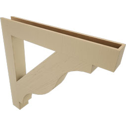 Ekena Millwork - BKTUR055X44X44FST05RCPR - Timberthane Faux Wood Funston Style Bracket, Block Ends, 5 1/2"W x 44"D x 44"H, Primed Tan