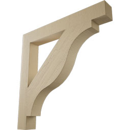 Ekena Millwork - BKTUR055X44X44FST05RCPR - Timberthane Faux Wood Funston Style Bracket, Block Ends, 5 1/2"W x 44"D x 44"H, Primed Tan