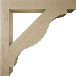 Ekena Millwork - BKTUR055X46X46FST05RCPR - Timberthane Faux Wood Funston Style Bracket, Block Ends, 5 1/2"W x 46"D x 46"H, Primed Tan