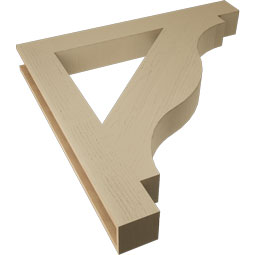 Ekena Millwork - BKTUR055X46X46FST05RCPR - Timberthane Faux Wood Funston Style Bracket, Block Ends, 5 1/2"W x 46"D x 46"H, Primed Tan