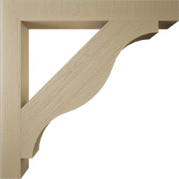 Ekena Millwork - BKTUR055X48X48FST05RCPR - Timberthane Faux Wood Funston Style Bracket, Block Ends, 5 1/2"W x 48"D x 48"H, Primed Tan