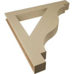 Ekena Millwork - BKTUR055X48X48FST05RCPR - Timberthane Faux Wood Funston Style Bracket, Block Ends, 5 1/2"W x 48"D x 48"H, Primed Tan