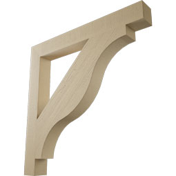 Ekena Millwork - BKTUR055X48X48FST05RCPR - Timberthane Faux Wood Funston Style Bracket, Block Ends, 5 1/2"W x 48"D x 48"H, Primed Tan