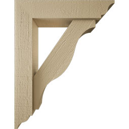 Ekena Millwork - BKTUR0352X14X18FST01RCPR - Timberthane Faux Wood Funston Style Bracket w/ Offset Brace, Traditional Ends, 3 1/2"W x 14"D x 18"H, Primed Tan