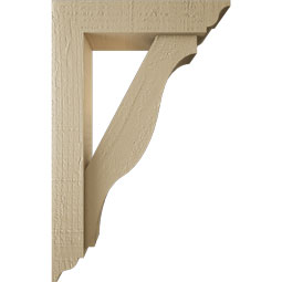 Ekena Millwork - BKTUR0352X14X22FST01RCPR - Timberthane Faux Wood Funston Style Bracket w/ Offset Brace, Traditional Ends, 3 1/2"W x 14"D x 22"H, Primed Tan